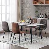 Artist Hand Set of 4 Dining Chairs Grey Faux Suede Upholstered Seats Solid view 5