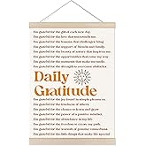 Welshower Vintage Daily Gratitude Positive Affirmations Poster Hanger Frame, Retro Motivational Wall Art Prints Decor for Home Bedroom Dorm Office Yoga Studio Framed, 12x16 Inch