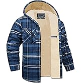 EKLENTSON Mens Winter Jacket Sherpa Lined Flannel Shirt Heavy Warm Coat Fleece Casual Button Down Cotton Plaid Hoodies