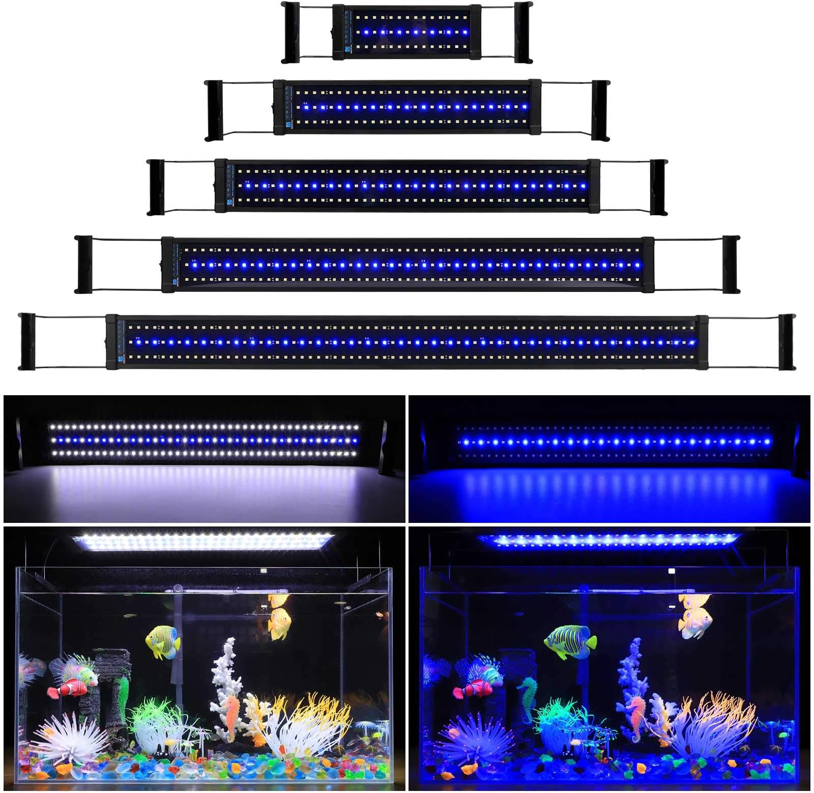 DOCEAN LED Aquarium Light,Super Bright Fish Tank Light with Blue and White LEDs,Fits Coral Plants Fish Saltwater Freshwater (94.5CM/38 inch)