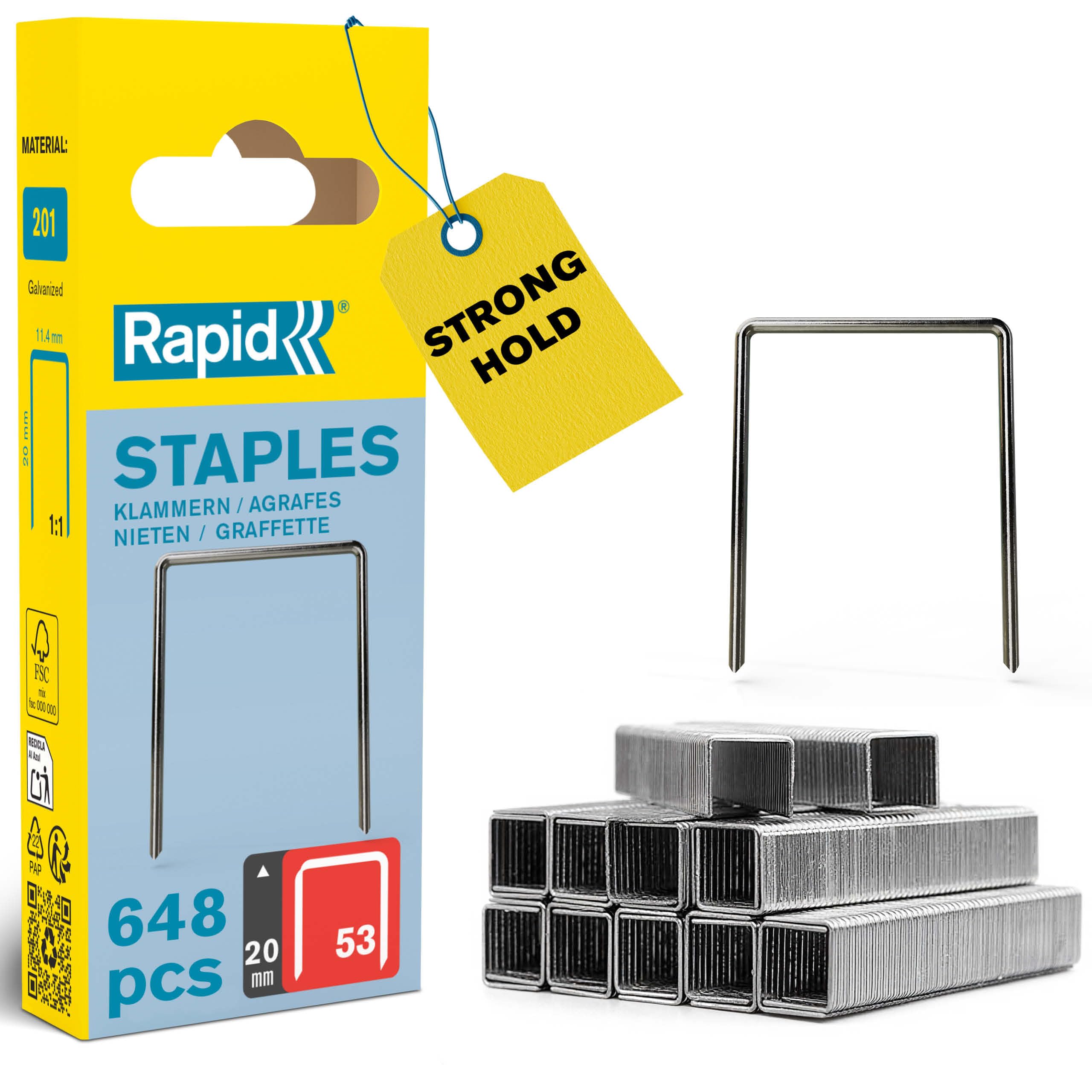 Rapid Staples, No.53, Leg Length 20 mm, High Performance, 40109508 - 540 Pieces