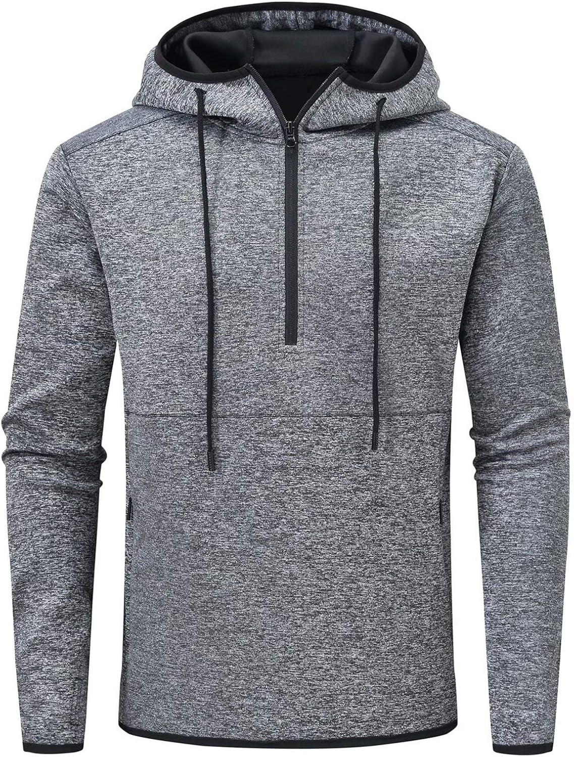 Tyhengta Men's Sports Hoodies Workout 1/4 Zip Athletic Hooded Sweatshirt: Clothing