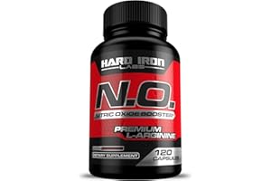 HARD IRON LABS N.O. Nitric Oxide Booster with L-Arginine, L-Citrulline, Beta Alanine, AAKG - Non-GMO, Gluten-Free, Vegan - Pre-Workout Supplement for Muscle Growth, Stamina, Energy, Pumps, Vascularity - 120 Capsules