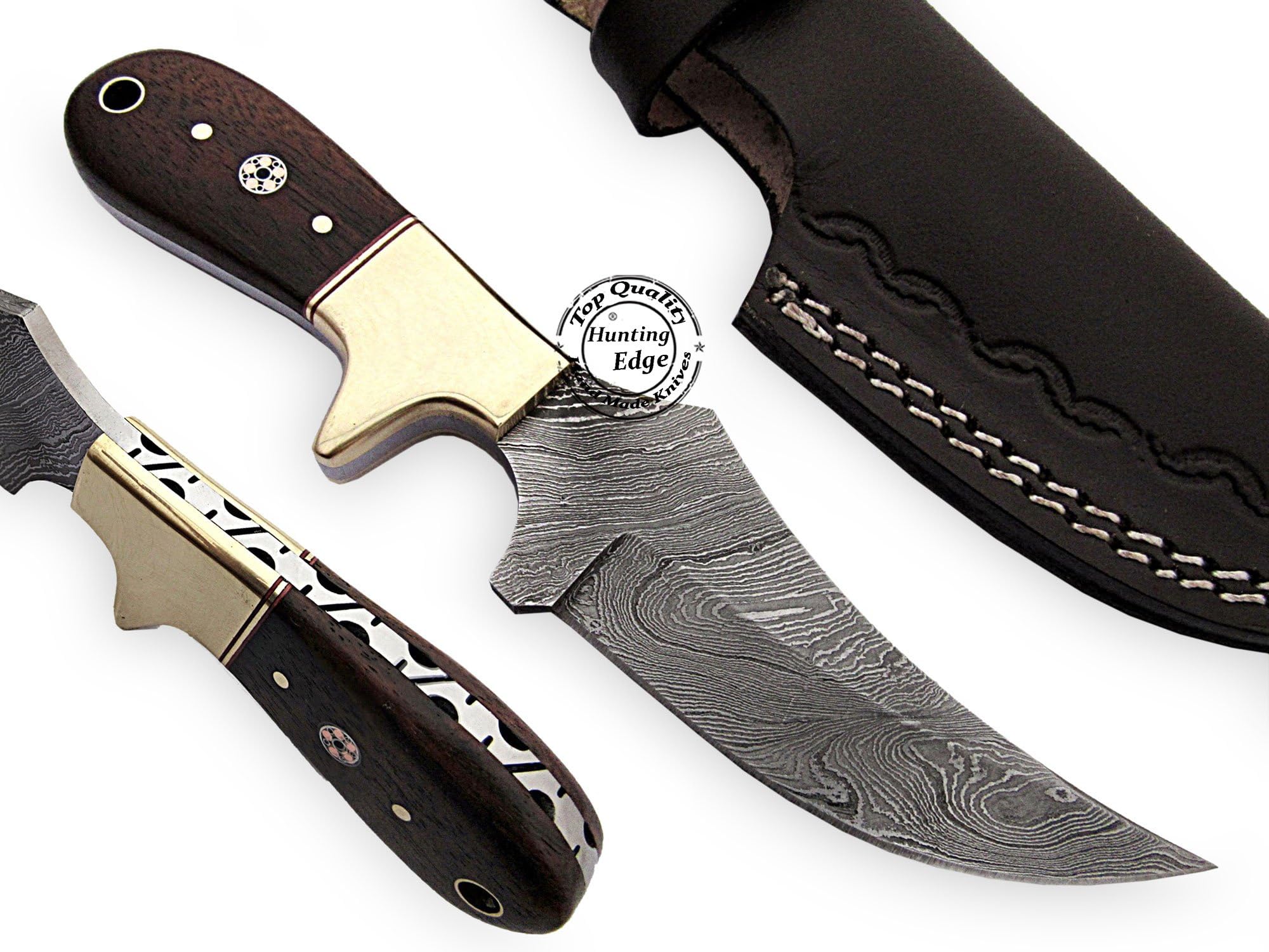 Beautiful Rose Wood Handmade Damascus Steel Hunting Skinner Knife Prime Quality, Promotional Price