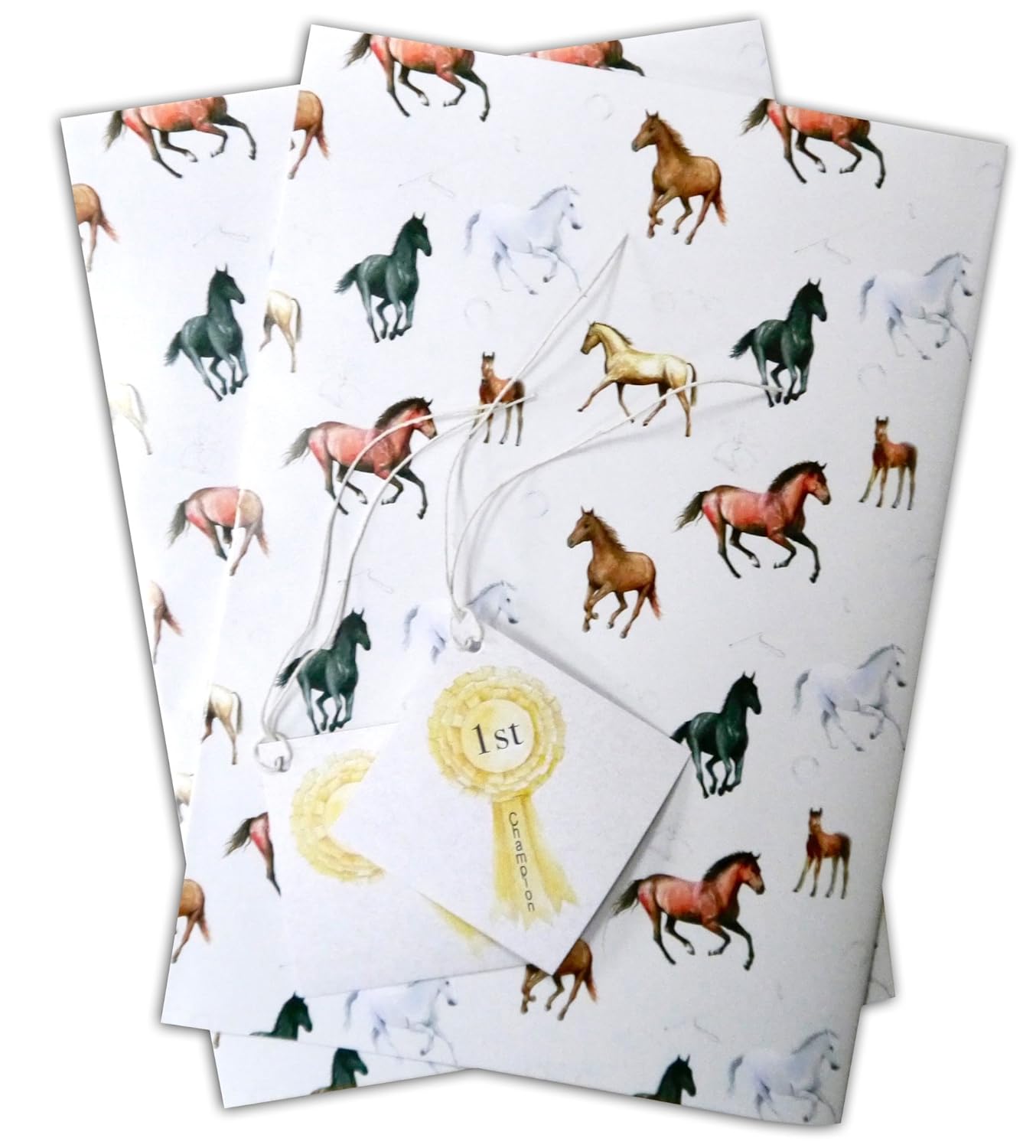 Horse Gift Wrapping Paper 2 Sheets Plus 2 Gift Champion Rosette Tags Amazon.co.uk Office Products