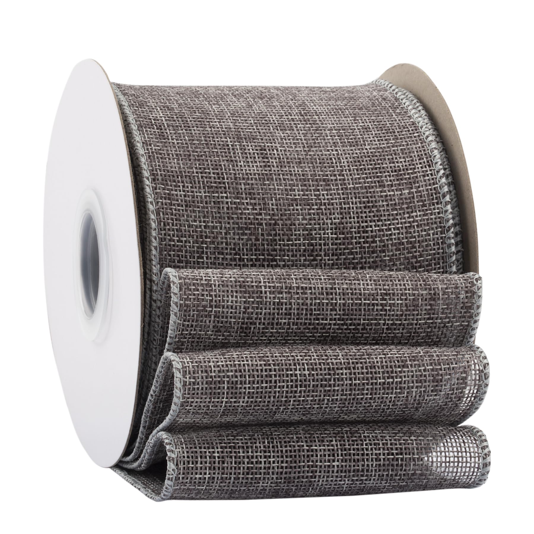 Ribbonitlux Metal Grey Burlap Wired Ribbon, 100mm x 18 Meters, Wired Edge Burlap Ribbon for Gift Wrapping, Big Bow, Wreath, and Christmas Tree Decoration