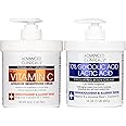 Advanced Clinicals Brightening Vitamin C Body Cream + AHA Exfoliating 10% Glycolic Acid & Lactic Acid Lotion 2PC Skincare Set For Women & Men To Reduce Appearance Of Dark Spots & Uneven Skin Tone