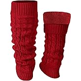 Shihanee Winter Fleece Lined Leg Warmers for Women Knit Long Leg Warmers Warm Fleece Lined Boot Socks for Skating Daily Wear