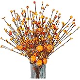 Artificial Fall Floral Stems for Vases,15.75 In Fall Pumpkin Decor Autumn Pumpkin Branches Picks with Berry Stems Decor for Autumn Harvest Thanksgiving Day Home Table Floral Arrangements Vase Filler