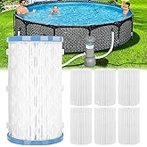 Jarquia Above Ground Pool Filter Cartridge Type A or C,with 6 Pack Reusable Swimming Pool&Spa Filter Replacement for Above Ground Pools Filter Cartridge Pump