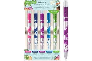 Lifelines Scented Lava Gel Pen Set, 5-Pack (Brights) - 0.5mm Colored Gel Pens Infused with Scented Essential Oil Blends & Mesmerizing Lava - School Supplies for College Kids & Adults