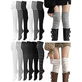 Chicingyou 12 Pairs Over Knee Thigh Socks For Women Knee-High Warm Stocking Women Boot Sock Leg Warmer High Socks for Daily Wear, Cosplay