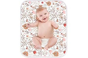 BNDITEU Diaper Changing Pads for Baby, Flower Change Mat, 3Layers Waterproof Change Pad Foldable Absorbent Mats for Women, Reusable Incontinence Underpads for Patient 24''x30''