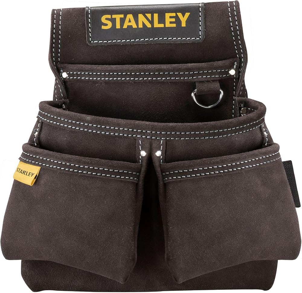STANLEY Leather Tool Belt Pouch Double Pocket Organiser Tools Small Parts