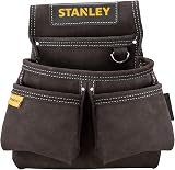 STANLEY Leather Tool Belt Pouch Double Pocket Organiser Tools Small Parts