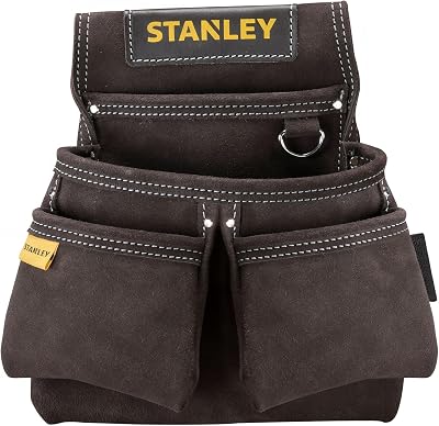 STANLEY Leather Tool Belt Pouch Double Pocket Organiser Tools Small Parts