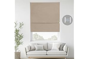 StangH Cordless Linen Roman Shade, No Drill 100% Blackout Bedroom Window Treatments with Magnets Heat & Cold Insulating Blind Shade for Living Dining Room, W 36 x L 72, 1 Panel
