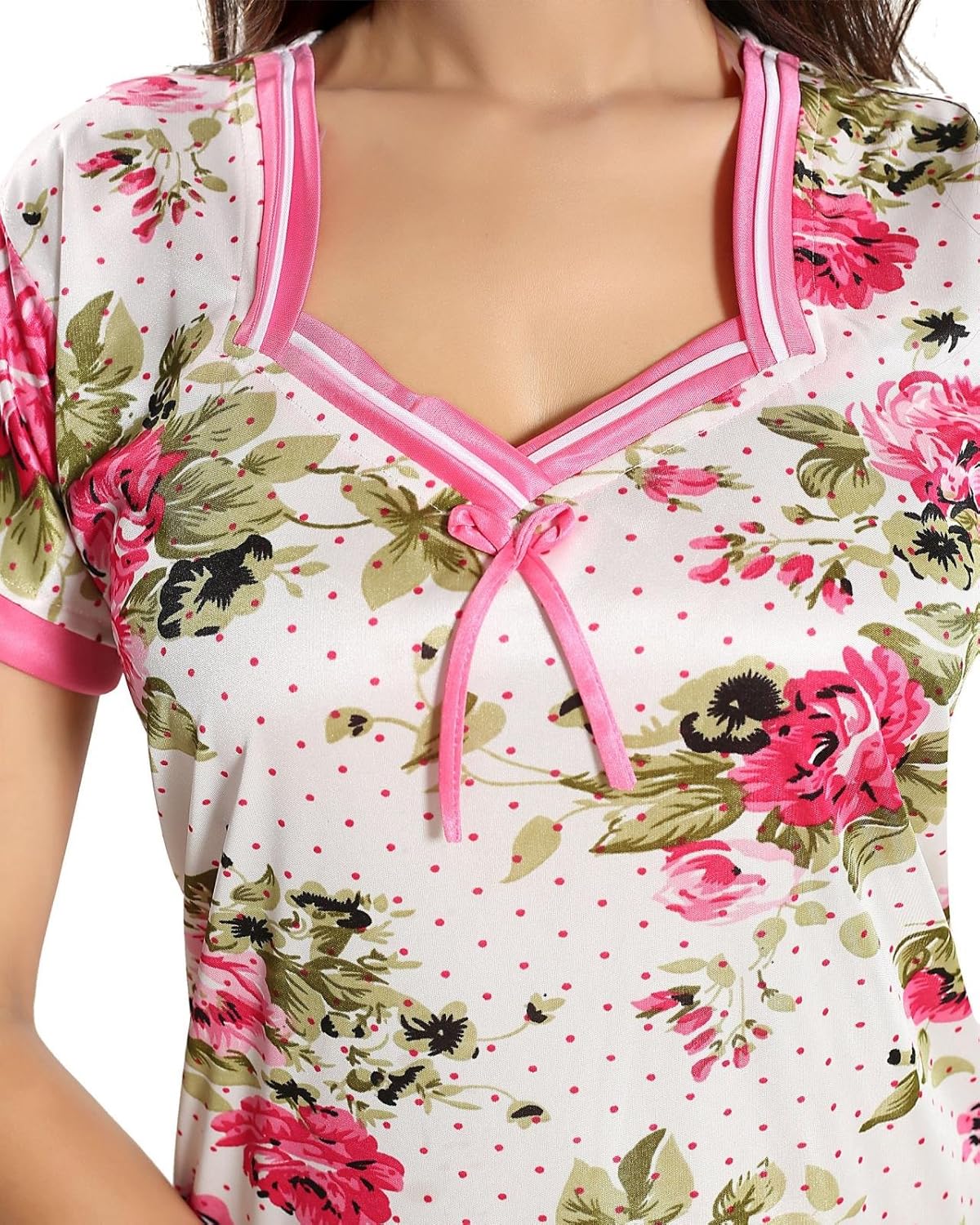 two dots girls & women's night gown with floral print