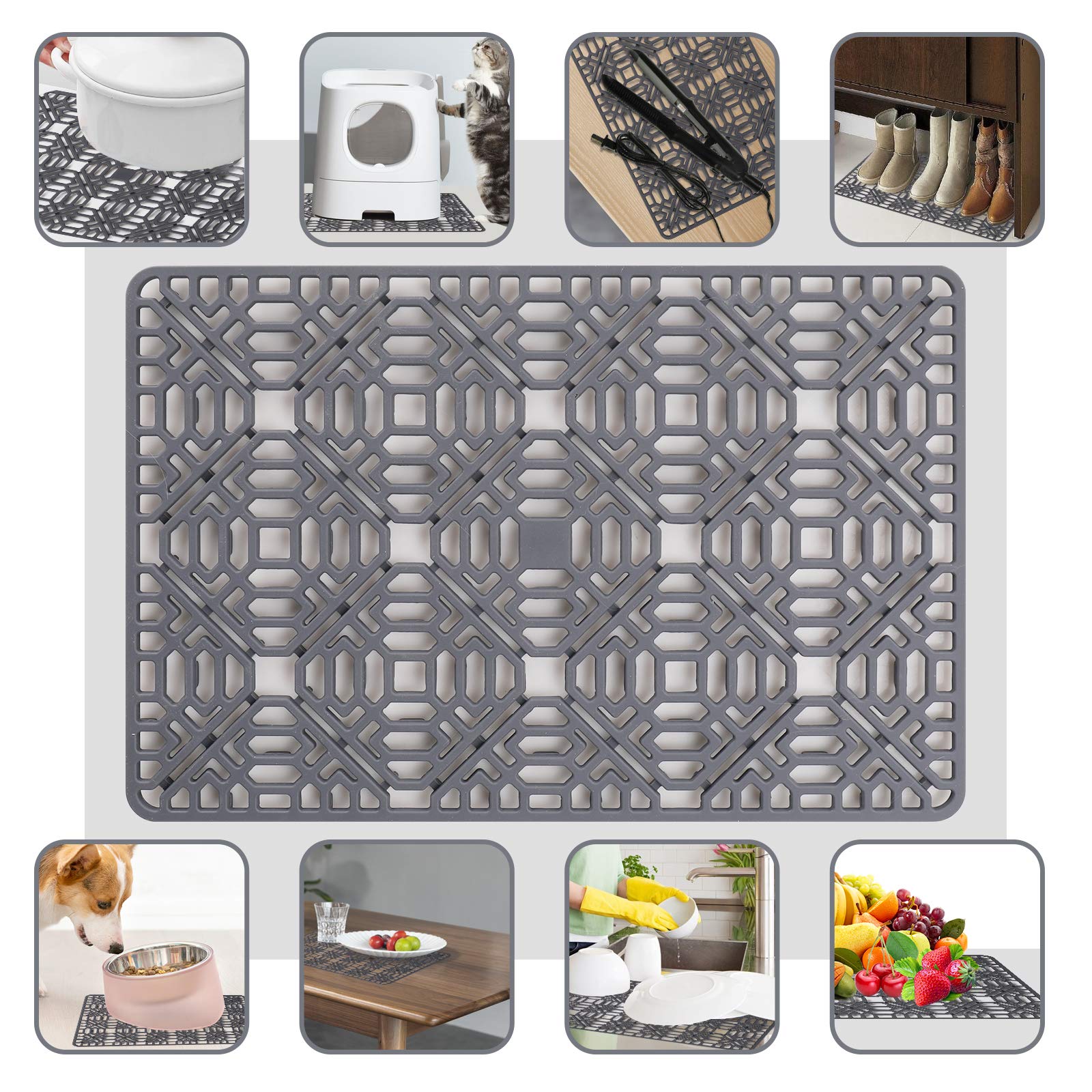 Large Sink Mat Dish Drying Drainer Mat Multipurpose Silicone Kitchen Draining Trivet Pad Protector Liner Heatproof and Antiskid