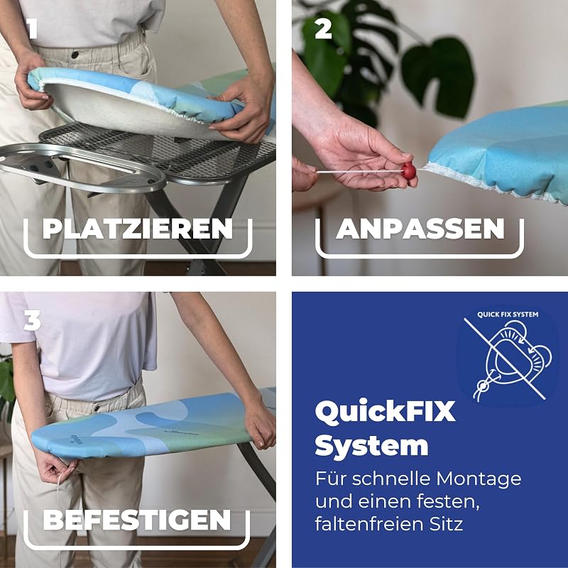 Premium 2in1 Bügelbrettbezug für Dampfbügelstation, Silber-grau
