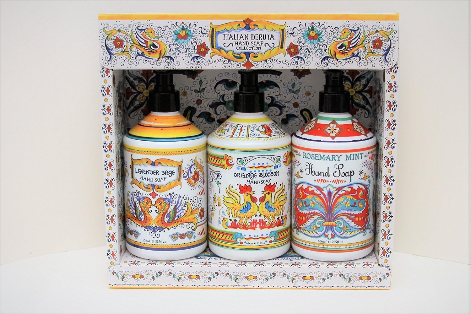 Italian Deruta Hand Soap Collection Rosemary Mint, Orange Blossom