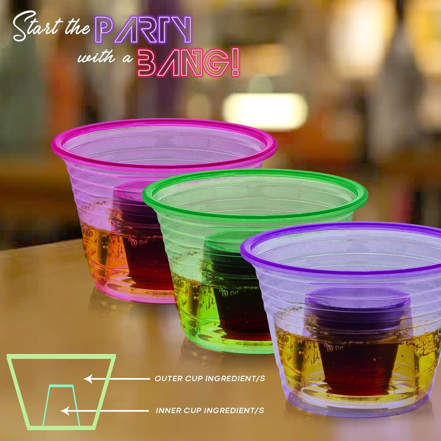 150 Pack Strong Reusable Jagerbomb Glasses Jager Bomb Shot Cups Bar