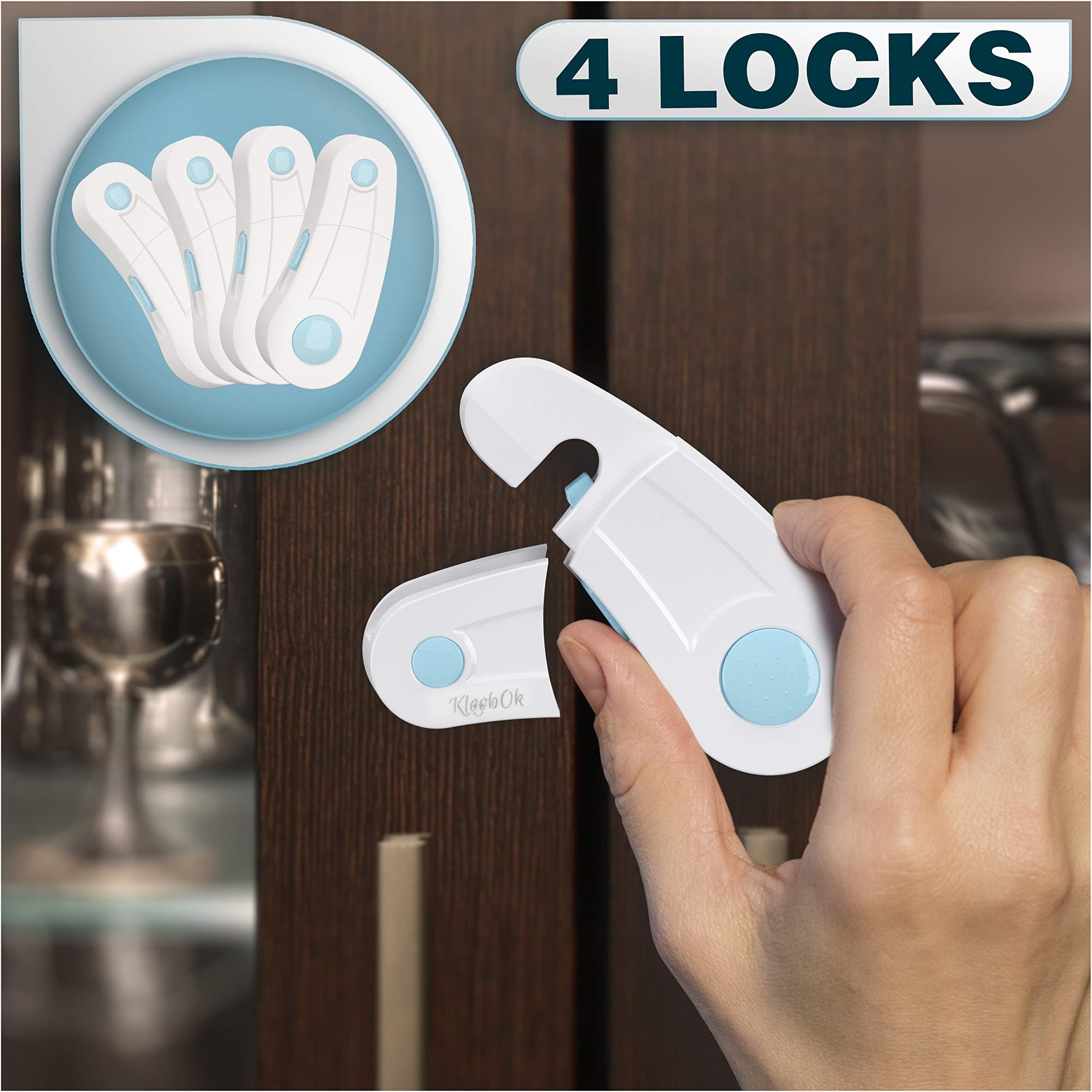 Cabinet Locks Child Safety - Pack of 4 Baby Proofing Safety Locks - Child Proof Cabinet Locks - Baby Proof Refrigerator Lock - Baby Proofing Kit - Baby Safety Products Kit with 3M Adhesive Tape
