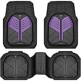CAR PASS Heavy Duty Rubber Car Mats, Deep-Dish Car Floor Mats All Weather, Universal Two-Tone Trim-to-Fit for SUVs Trucks Sedans, Waterproof Anti-Slip, 3 Pieces V12 Black and Metallic Purple