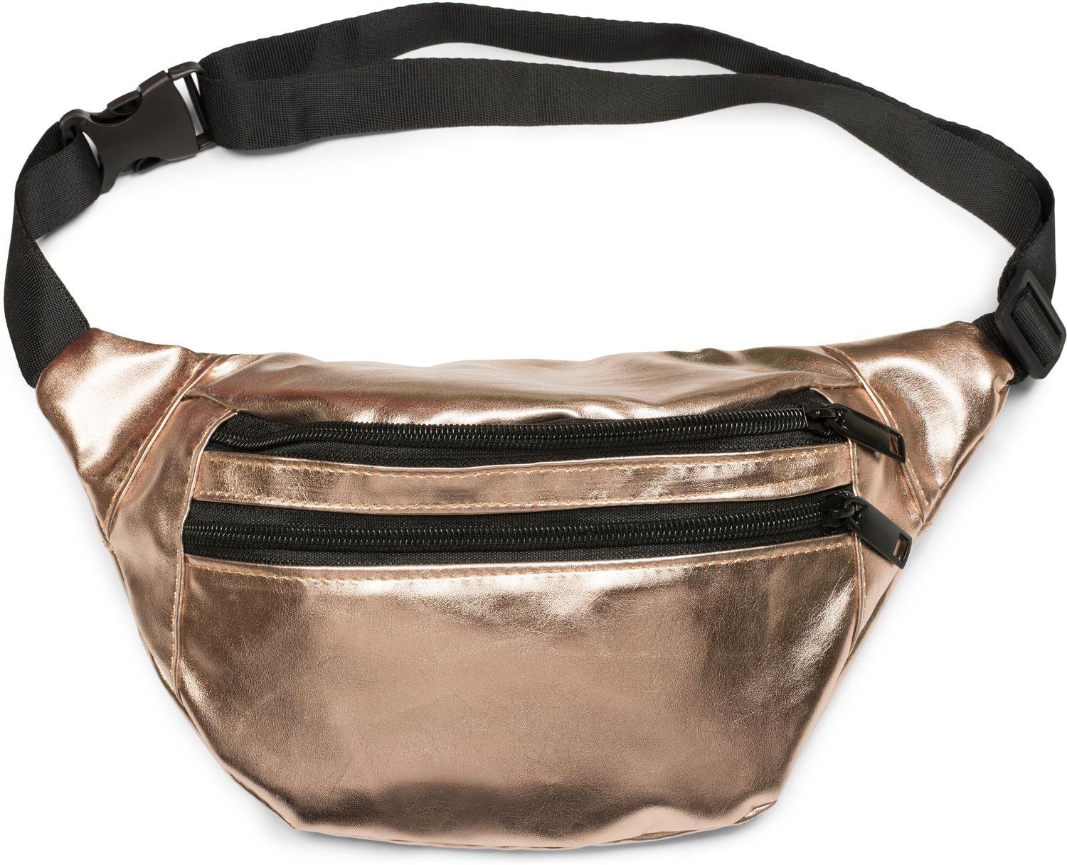 styleBREAKER Metallic Look bumbag with Zip, Belt Bag, Hip Bag, Ladies 02012243, Colour:Rose Gold