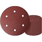9 Inch 6 Hole Sanding Disc, GOH DODD 40 Grit 15 Pieces Hook and Loop Sandpaper Aluminum Oxide Sanding Pads Sand Paper for Dry