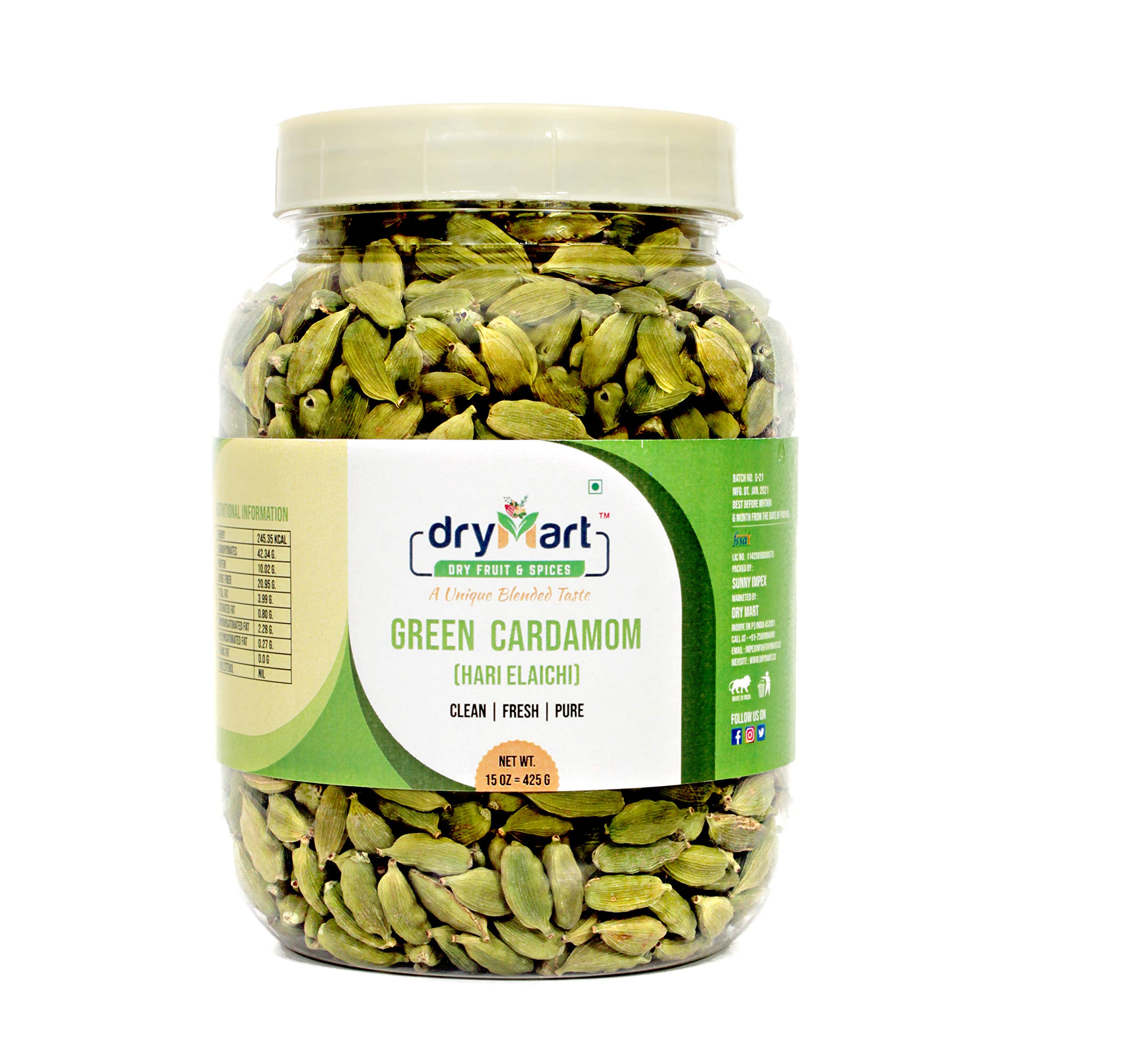 Buy DRY MART Indian Grocery Spice Natural Whole Green Cardamoms, Spice