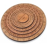 Creative Crafthouse Mexican Army Cipher Wheel, Wooden 5-Disk Decoder | Working copy of a Mexican Revolution cipher that turns letters into two-digit numbers. Cherry finish, made in Hudson, FL