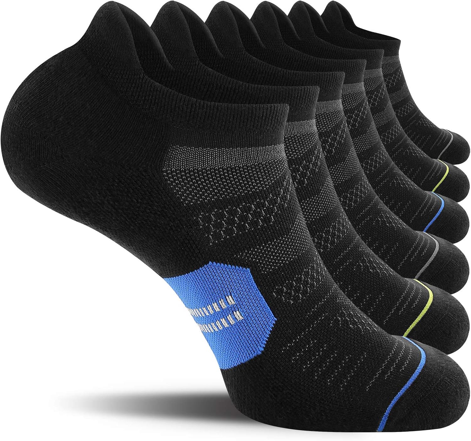 CelerSport 6 Pack Men's Running Ankle Socks with Cushion, Low Cut Athletic Sport Tab Socks: Clothing
