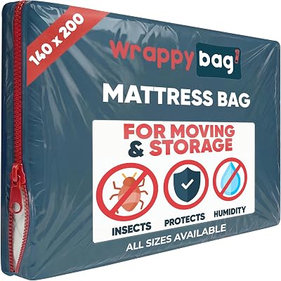 Wrappybag Opaque Plastic Mattress Storage Bag 140 x 200 cm Heavy Duty