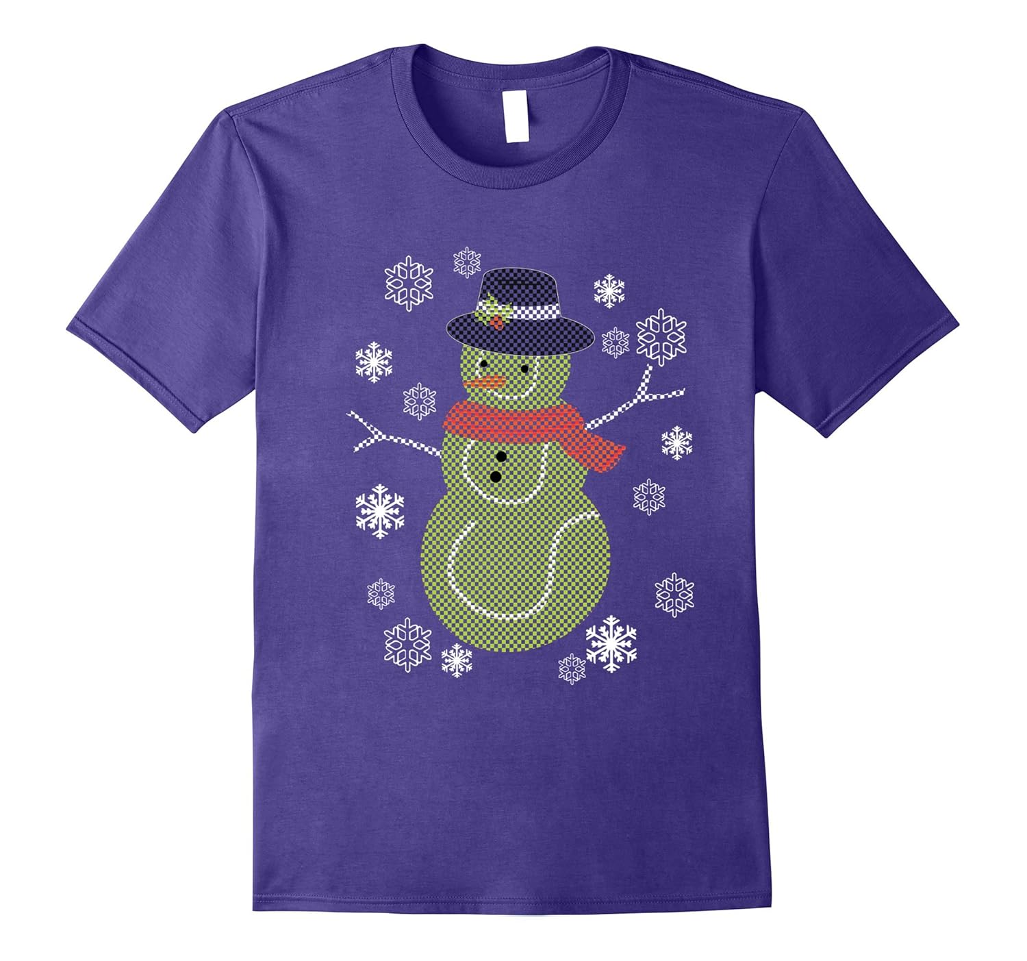 Tennis Snowman Ugly Sweater Merry Christmas Funny T-Shirt-ANZ