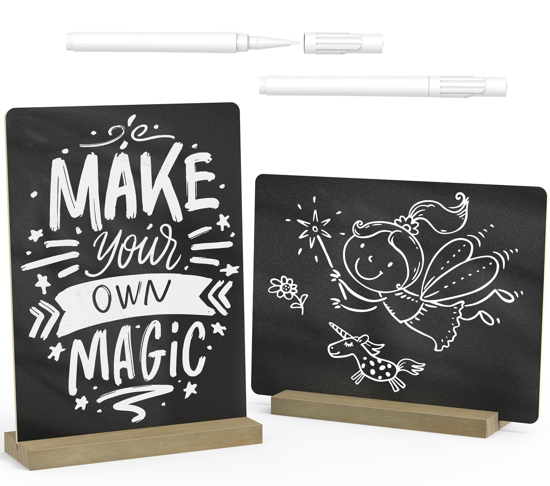 Photo 1 of MaxGear Desktop Chalkboard Sign 6x8 Inch Small Chalkboard Signs with Stand 2 Pack Double Sided Mini Chalkboards Erasable Message Board for Table Decorations Food Display with 2 Liquid Chalk