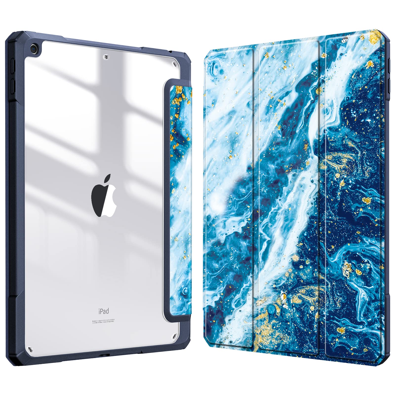 FINTIE Hybrid Case Compatible with iPad 9th / 8th / 7th Generation (2021/2020/2019) 10.2 inch - Shockproof Cover with Clear Back Shell w/Pencil Holder, Auto Wake/Sleep, Sandy Wave