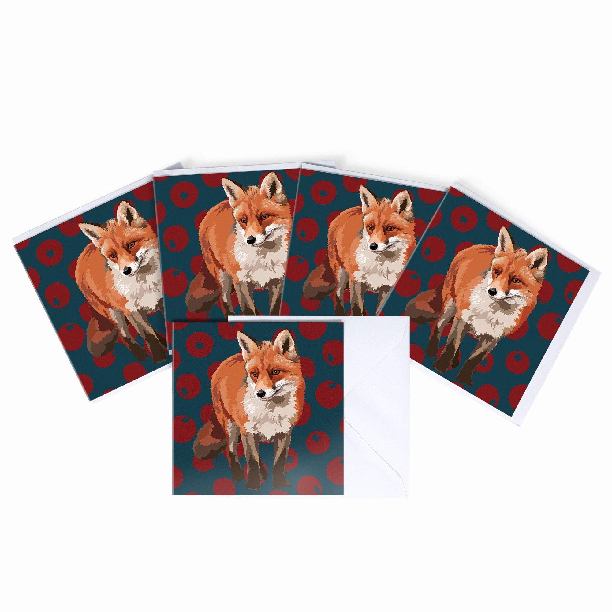 Fox Blank Greeting Card by Leslie Gerry - Pack of 5 Multipack
