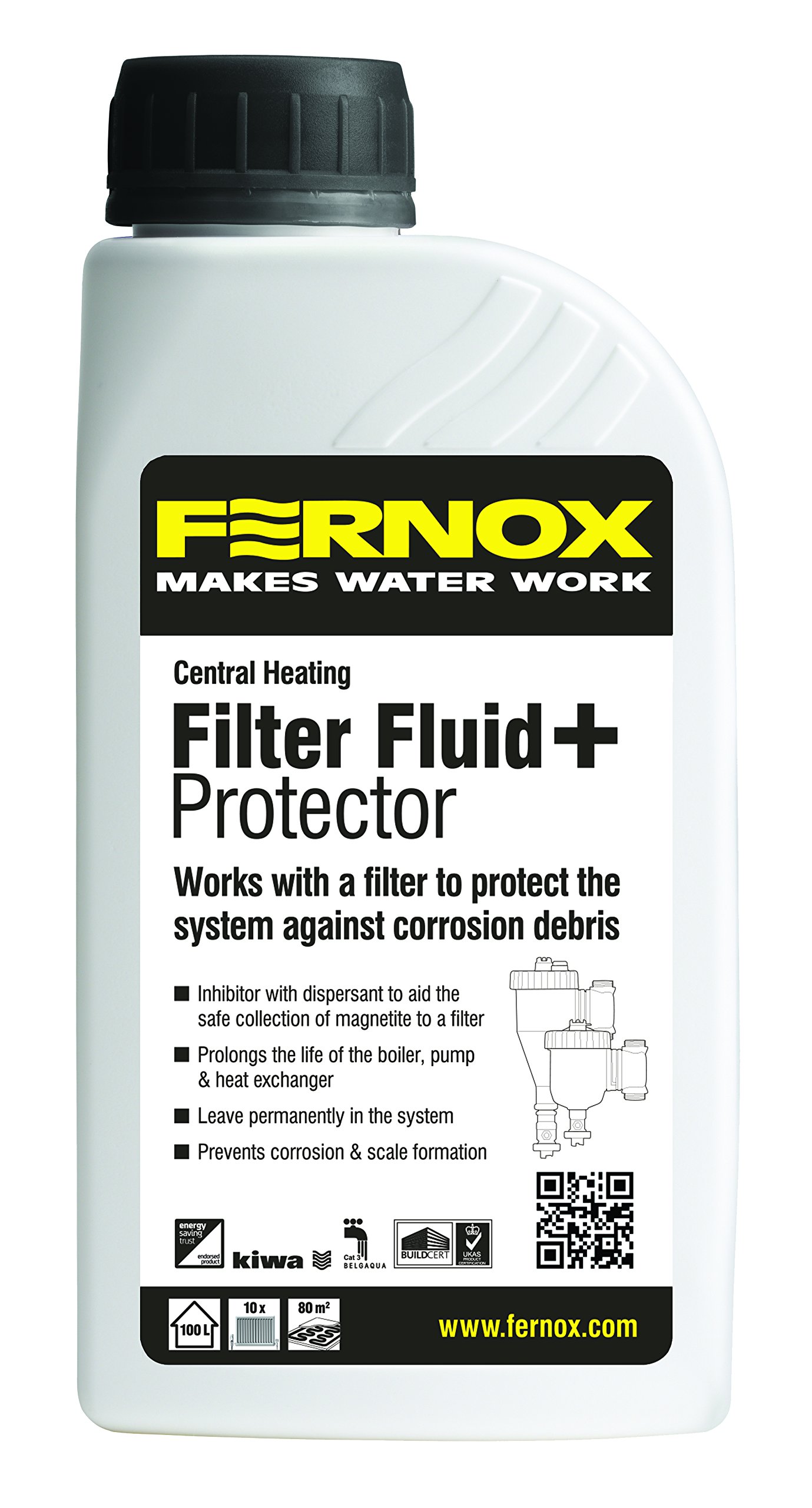 Fernox 231159 62234 F1 Filter Fluid Plus Protector, Clear, 500 ml