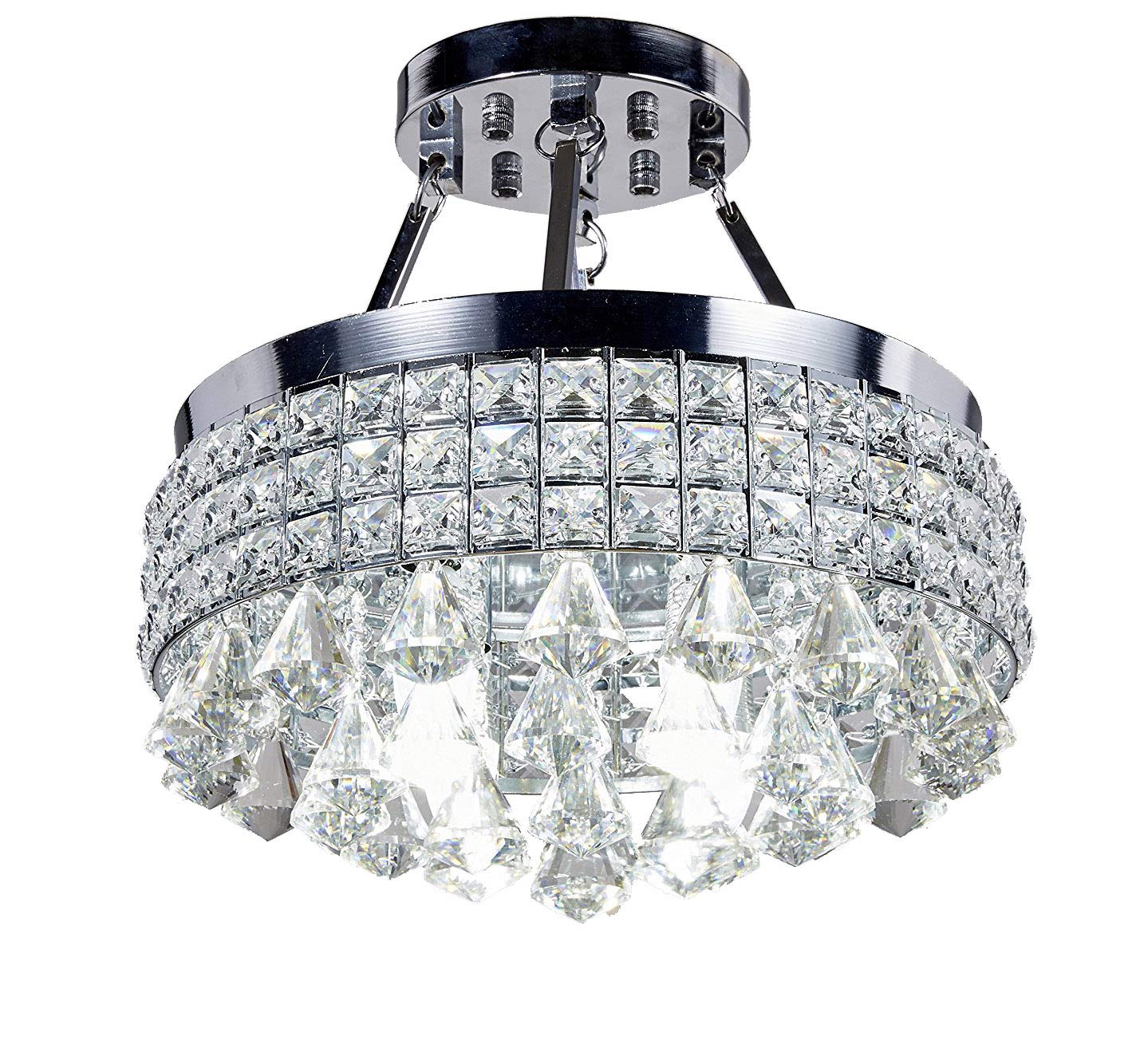 Top Lighting 4 Light Chrome Finish Round Metal Shade Crystal