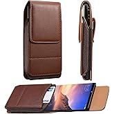 Woluki Holster for iPhone 17 Pro Max [Built-in Card Slot],Phone Belt Case,Belt Loop,Belt Clip,Magnetic Closure iPhone 17 Pro Max PU Leather Vertical Phone Pouch. (Brown)
