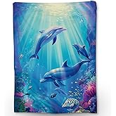 Ti Caldi Magical Dolphin Underwater Scenery Blanket Cozy Flannel Throw Blanket - Soft, Lightweight & Fluffy - Perfect for Couch, Bed, Travel - Captivating Home Decor for Indoor & Outdoor Use 60"x50"