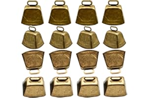 Pinenjoy 17Pcs 1.57inch Small Brass Bell Copper Grazing Bells Farm Animal Loud Bronze Bell Long Distancec Cow Horse Goat Dog Cattle Sheep Anti-Theft Collar Metal Accessories