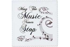 3dRose May The Music Never Stop with Musical Notes - Quilt Square, 12 by 12-Inch (qs_213981_4)