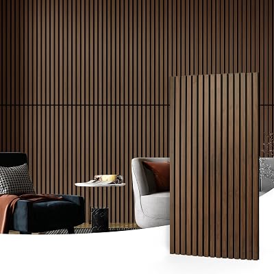 Art3d Wood Slat Acoustic Panels 4pcs Dark Walnut 47.2x23.6in 2.88m2