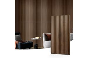 Art3d 4 Pack 47.2 x 23.6in. Wood Slat Acoustic Panels for Wall and Ceiling - 3D Fluted Sound Absorbing Panel with Wood Finish - Dark Walnut