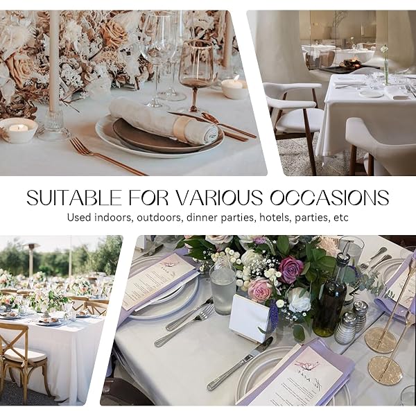 ROMANSTILE 6 PACK WHITE RECTANGLE TABLECLOTH 60 X 102 INCH, REUSABLE AND WASHABLE TABLE CLOTHES FOR 6 FOOT TABLES, STAIN RESISTANT POLYESTER FABRIC TABLE COVER FOR WEDDING, PARTY, BANQUET