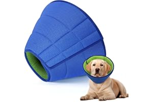 FICKTE Soft Dog Cone Collar Alternative - Adjustable Comfy Cones for Large/Medium/Small Dogs to Stop Licking After Surgery, Comfortable Fabric Elizabethan Collars, Head Cone of Shame for Neuter Recovery - L