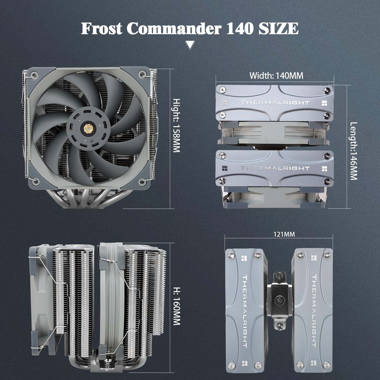 Thermalright FC140 CPU Cooler Dual Towers and Dual Fan, 5 * 8mm Heat Pipes, 4Pin PWM Fan with S-FDB Bearing, for AMD AM4 AM5 Intel 1150/1151/1200/2011/2066/1700/AM5