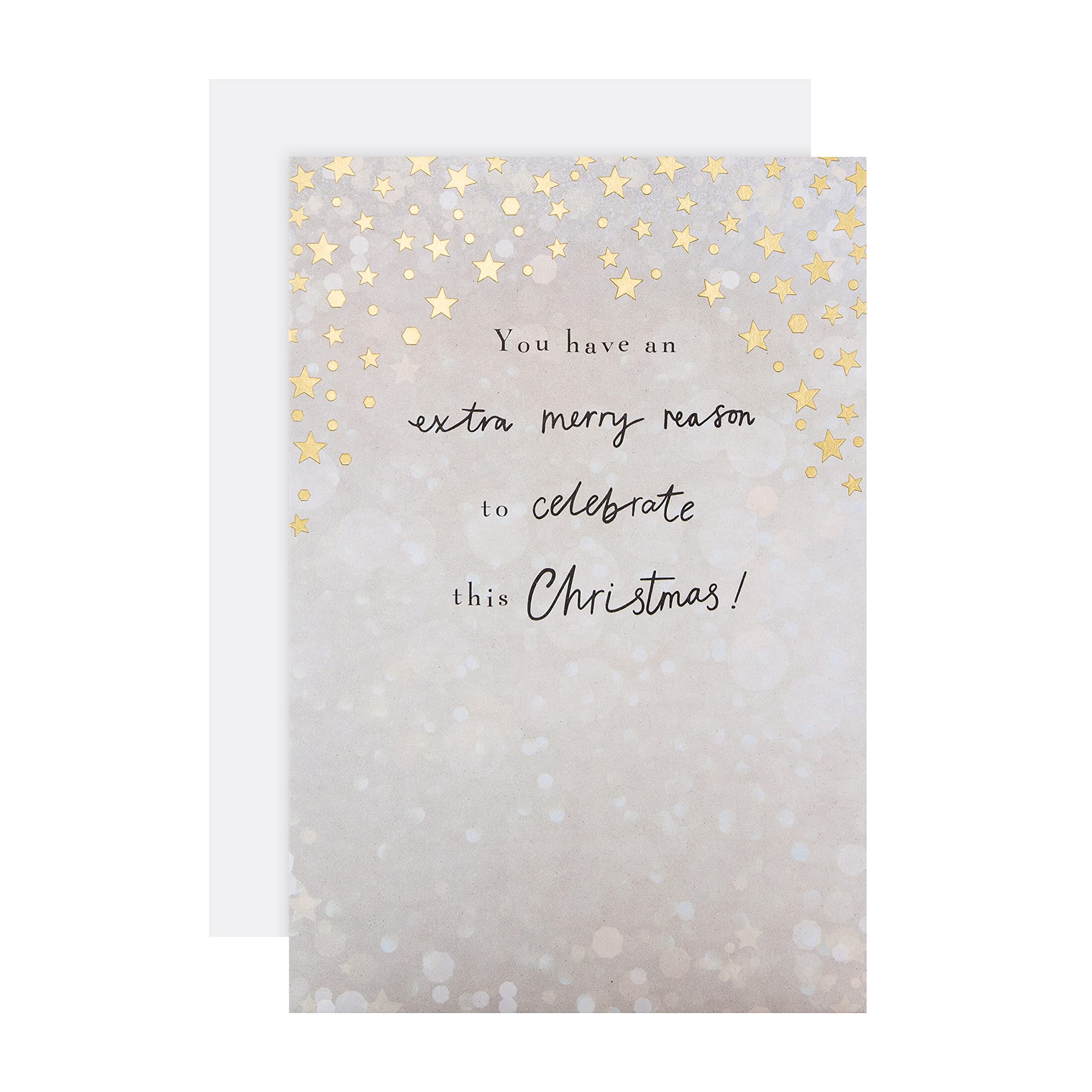 Hallmark State of Kind Christmas Card - Contemporary Golden Stars Design